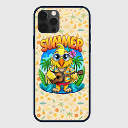Чехол для iPhone 12 Pro Попугай играет на гитаре на острове, цвет: 3D-черный