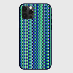 Чехол для iPhone 12 Pro Сине-зелёный текстурированный квадратики, цвет: 3D-черный
