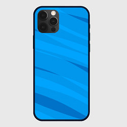 Чехол для iPhone 12 Pro Насыщенный голубой полосами, цвет: 3D-черный