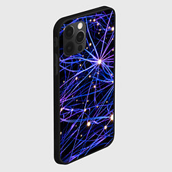 Чехол для iPhone 12 Pro Сине-фиолетовые нити и светящиеся узлы, цвет: 3D-черный — фото 2