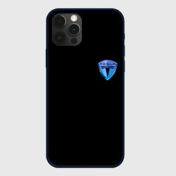 Чехол для iPhone 12 Pro Tesla logo neon, цвет: 3D-черный