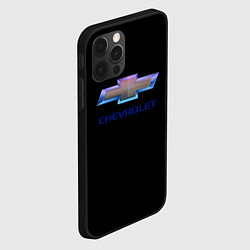 Чехол для iPhone 12 Pro Chevrolet logo neon, цвет: 3D-черный — фото 2