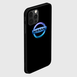 Чехол для iPhone 12 Pro Nissan logo neon, цвет: 3D-черный — фото 2