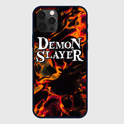 Чехол для iPhone 12 Pro Demon Slayer red lava, цвет: 3D-черный