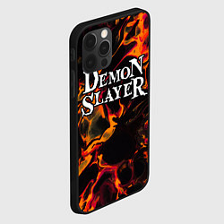 Чехол для iPhone 12 Pro Demon Slayer red lava, цвет: 3D-черный — фото 2