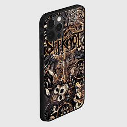 Чехол для iPhone 12 Pro Slipknot на фоне масок черепов животных, цвет: 3D-черный — фото 2