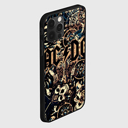 Чехол для iPhone 12 Pro AC DC на фоне викингов рун воронов и черепов, цвет: 3D-черный — фото 2