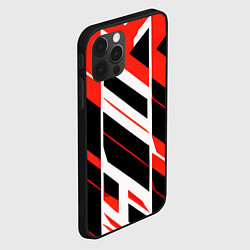 Чехол для iPhone 12 Pro Black and red stripes on a white background, цвет: 3D-черный — фото 2