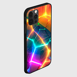 Чехол для iPhone 12 Pro Яркий градиент в разломленных плитах с желтым свет, цвет: 3D-черный — фото 2