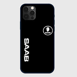 Чехол для iPhone 12 Pro SAAB logo white, цвет: 3D-черный