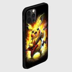 Чехол для iPhone 12 Pro Пикачу рок звезда с электрогитарой, цвет: 3D-черный — фото 2