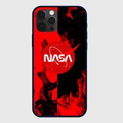 Чехол для iPhone 12 Pro NASA красный огонь, цвет: 3D-черный