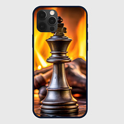 Чехол для iPhone 12 Pro Шахматы - король на фоне огня, цвет: 3D-черный