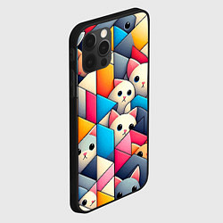 Чехол для iPhone 12 Pro Geometric pattern with kittens - ai art, цвет: 3D-черный — фото 2