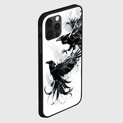 Чехол для iPhone 12 Pro Два каллиграфических ворона, цвет: 3D-черный — фото 2