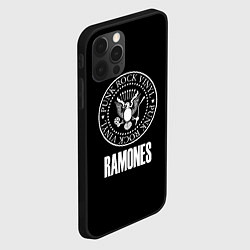 Чехол для iPhone 12 Pro Ramones rock logo, цвет: 3D-черный — фото 2