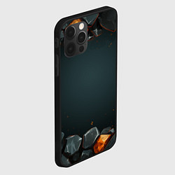 Чехол для iPhone 12 Pro Текстурные темные и золотые камни, цвет: 3D-черный — фото 2