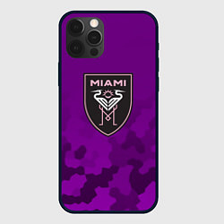 Чехол для iPhone 12 Pro Inter Miami logo pattern, цвет: 3D-черный