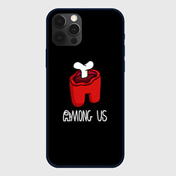 Чехол для iPhone 12 Pro Among us logo red, цвет: 3D-черный