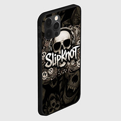 Чехол для iPhone 12 Pro Slipknot на фоне черепа в очках и наушниках, цвет: 3D-черный — фото 2