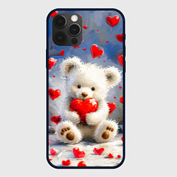 Чехол для iPhone 12 Pro Медвежонок с сердечками, цвет: 3D-черный