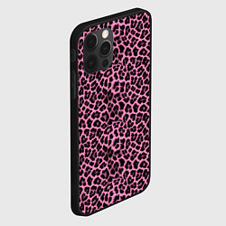 Чехол для iPhone 12 Pro Шкура леопарда в черно розовую текстуру, цвет: 3D-черный — фото 2