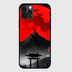 Чехол для iPhone 12 Pro Черная гора Японии на закате, цвет: 3D-черный