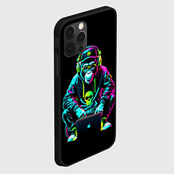 Чехол для iPhone 12 Pro Неоновая обезьяна хакер в хип хоп стиле, цвет: 3D-черный — фото 2
