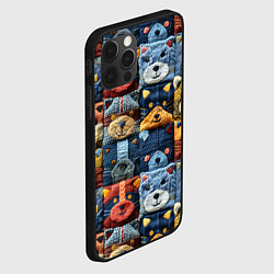 Чехол для iPhone 12 Pro Вязанные еноты на пэчворк, цвет: 3D-черный — фото 2