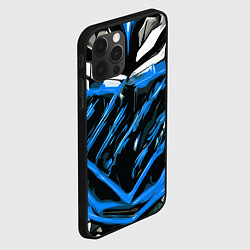 Чехол для iPhone 12 Pro Blue and white abstraction on a black background, цвет: 3D-черный — фото 2