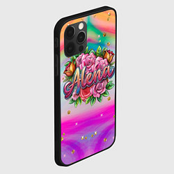 Чехол для iPhone 12 Pro Алена и розовые розы, цвет: 3D-черный — фото 2