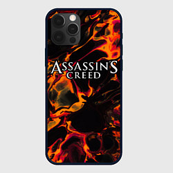 Чехол для iPhone 12 Pro Assassins Creed red lava, цвет: 3D-черный