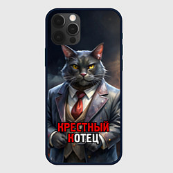 Чехол для iPhone 12 Pro Крестный котец на фоне огня и дыма, цвет: 3D-черный