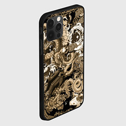 Чехол для iPhone 12 Pro Японские драконы с самураем в бежевом цвете, цвет: 3D-черный — фото 2