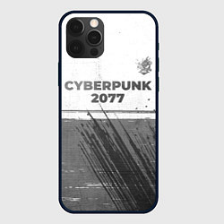 Чехол для iPhone 12 Pro Cyberpunk 2077 - white gradient посередине, цвет: 3D-черный