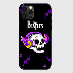 Чехол для iPhone 12 Pro The Beatles неоновый череп, цвет: 3D-черный