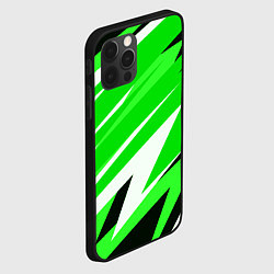 Чехол для iPhone 12 Pro Geometry stripes green, цвет: 3D-черный — фото 2