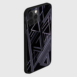 Чехол для iPhone 12 Pro Тёмный фиолетовый абстракция геометричная, цвет: 3D-черный — фото 2