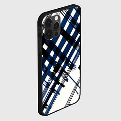 Чехол для iPhone 12 Pro Косая клетка бело-синяя, цвет: 3D-черный — фото 2