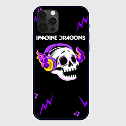 Чехол для iPhone 12 Pro Imagine Dragons неоновый череп, цвет: 3D-черный