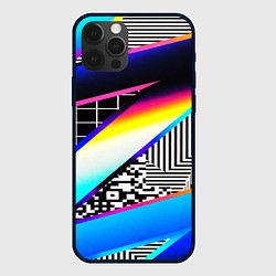 Чехол для iPhone 12 Pro Neon stripes geometry, цвет: 3D-черный