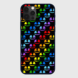 Чехол для iPhone 12 Pro Marshmello pattern neon, цвет: 3D-черный