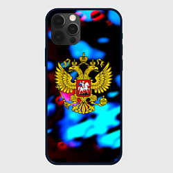 Чехол для iPhone 12 Pro Герб РФ блюр боке, цвет: 3D-черный