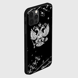 Чехол для iPhone 12 Pro Герб РФ черно белые краски, цвет: 3D-черный — фото 2