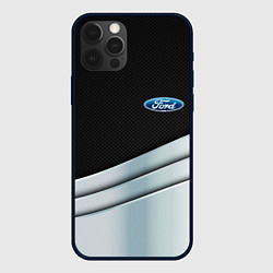 Чехол для iPhone 12 Pro FORD metal texture, цвет: 3D-черный