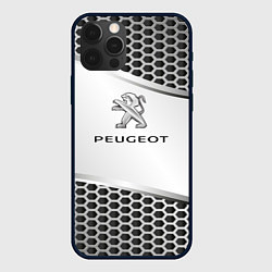 Чехол для iPhone 12 Pro Peugeot carbon metal, цвет: 3D-черный