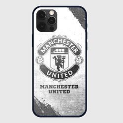 Чехол для iPhone 12 Pro Manchester United - white gradient, цвет: 3D-черный