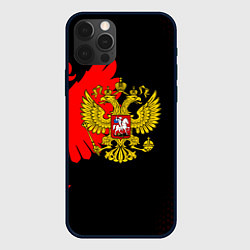 Чехол для iPhone 12 Pro Герб РФ красный, цвет: 3D-черный