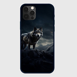 Чехол для iPhone 12 Pro Волк в горах, цвет: 3D-черный