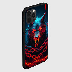 Чехол для iPhone 12 Pro Агрессивный волк в цепях, цвет: 3D-черный — фото 2
